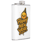 豪華なかわいい新年の落書き – Diagonal Cele フラスク (右)