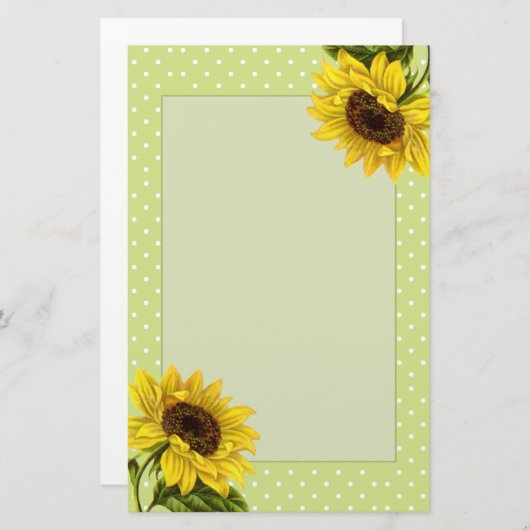 豪華なひ素朴まわりと緑の水玉模様 便箋 (正面/裏面)