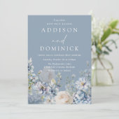 豪華なほこりっぽい青い花エレガントな結婚式 招待状 (スタンド正面)