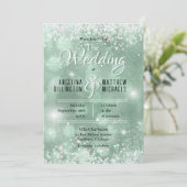 豪華なアクアグリッターウェディング 招待状 (スタンド正面)