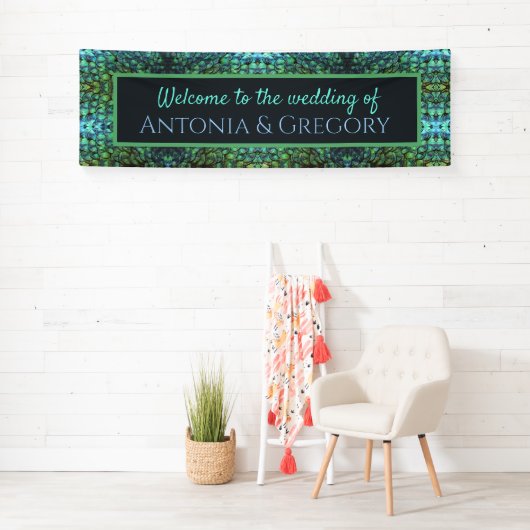 豪華なアクア·ピ鮮やかーコック·フ結婚ェザーズ 横断幕 (インサイチュ)