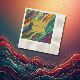 豪華なアフリカの目的地の結婚式のモノグラム 縁ありカクテルナプキン