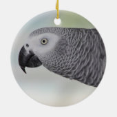 豪華なアフリカ灰色のオウム セラミックオーナメント (裏面)
