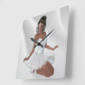 豪華なアフリカ系アメリカ人のバレリーナ スクエア壁時計 (傾斜)