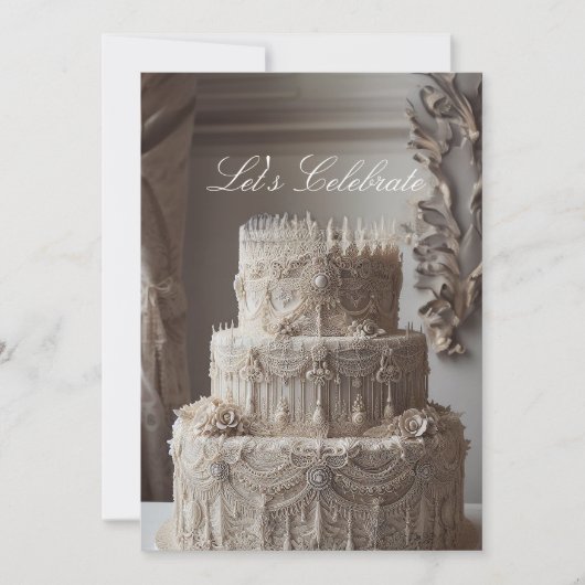 豪華なアンティーク調の見た目の周年記念 招待状 (正面)