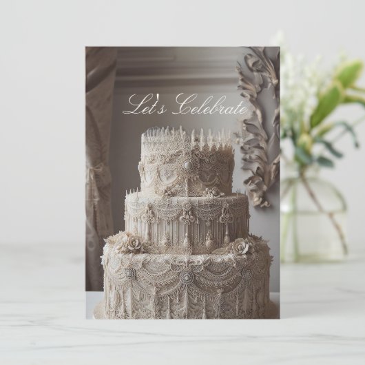 豪華なアンティーク調の見た目の周年記念 招待状 (スタンド正面)