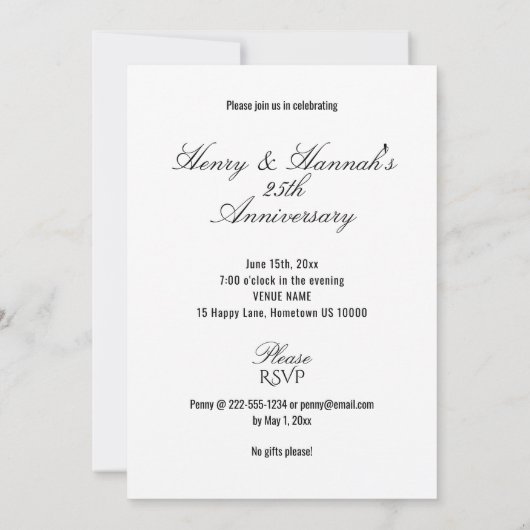 豪華なアンティーク調の見た目の周年記念 招待状 (裏面)