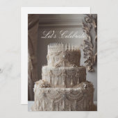 豪華なアンティーク調の見た目の周年記念 招待状 (正面/裏面)