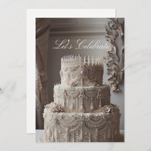 豪華なアンティーク調の見た目の周年記念 招待状 (正面/裏面)