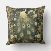 豪華なアール・ヌーヴォー・ペコックデザイン クッション (裏面)