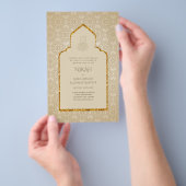 豪華なイスラム教モスクの金色の結婚式のフライヤー - NIKAH チラシ (ハンドル)