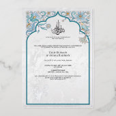 豪華なイスラーム結婚のホイル招待状 箔招待状 (正面)