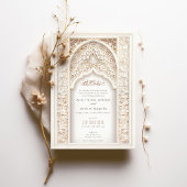 豪華なイスラーム結婚の複雑な金ゴールドアイボリー 招待状
