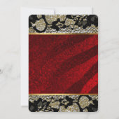 豪華なウェディングシャワーのラグジュアリーゴールドレッドブラックレース 招待状 (裏面)