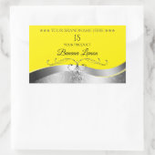 豪華なウェーブシルバー装飾黄色モノグラムラベル 長方形シール (バッグ)