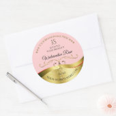 豪華なウェーブ ゴールド装飾 ライトレッド モノグラム ラベル (封筒)