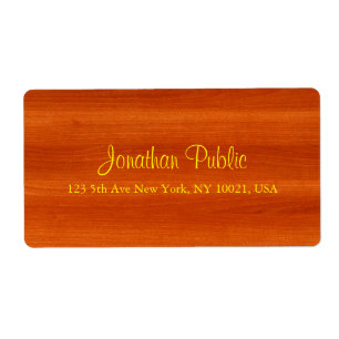 豪華なウォルナット材 ゴールド スクリプト エレガントな発送 ラベル