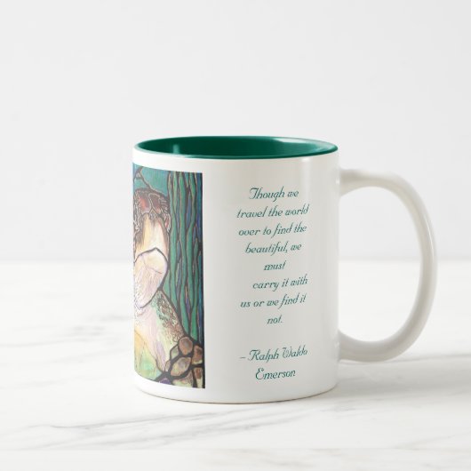 豪華なウミガメのステンドグラスのスタイルの芸術 ツートーンマグカップ (右)