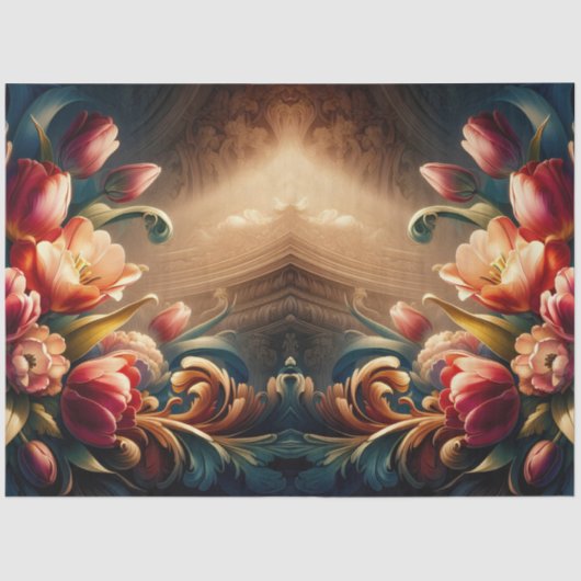 豪華なエテリアバロックフローラデコページ 薄葉紙 (正面)