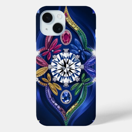 豪華なエレガンス：ダイヤモンド&宝石を刻印 Case-Mate iPhoneケース (裏面)