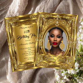 豪華なエレガントな写真の誕生日パーティー ゴールドの宝石 招待状