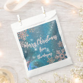 豪華なエレガントな青い冬の不思議なクリスマス フェイバーバッグ (クリップ留めされた状態)