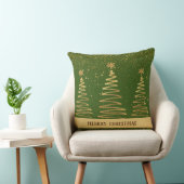 豪華なエレガントグリッターの木が金ゴールドの緑を星 クッション (椅子)