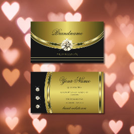 豪華なエレガントライン石で黒と金ゴールド 名刺