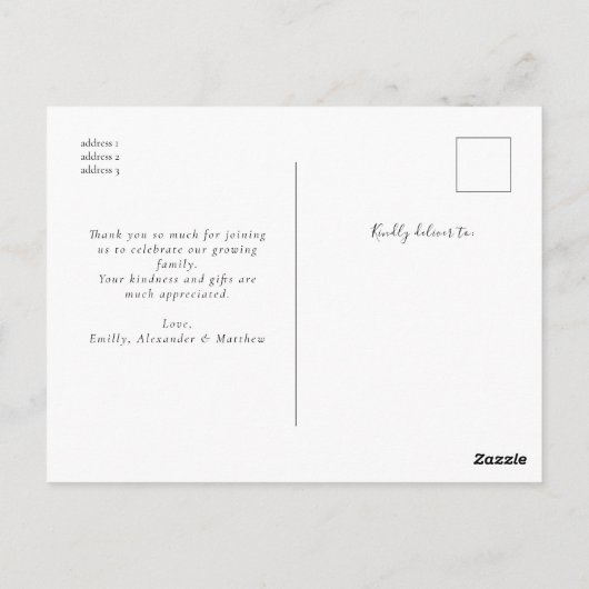 豪華なエレガント写真コラージュありがとうベビー ポストカード (裏面)