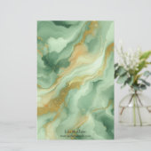 豪華なエレガント緑の大理石と金ゴールドアクセント 便箋 (スタンド正面)
