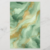 豪華なエレガント緑の大理石と金ゴールドアクセント 便箋 (正面)