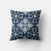 豪華なエレガント、装飾的な海軍の青と白 クッション (裏面)