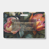 豪華なオランダの花の絵画 花のデザイン  バッジ (正面)