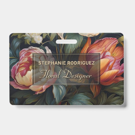 豪華なオランダ絵を描フローラフローラデザイン バッジ (正面)