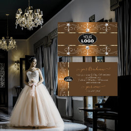 豪華なオレンジとブラウン華美の縁どロゴの追加 名刺