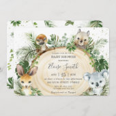 豪華なオーストラリアの動物たち、木の緑の赤ちゃんシャワー 招待状 (正面/裏面)
