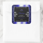 豪華なオーナメントブラックとブルーの製品ラベル スクエアシール (バッグ)