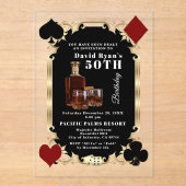 豪華なカジノのウィスキーとタバコの50歳の誕生日パーティー アクリル招待状 (正面)
