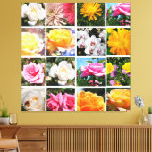 豪華なカラフルの花、ピンク、白い黄色のバラ キャンバスプリント (インサイチュ (リビング))