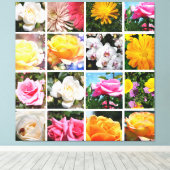 豪華なカラフルの花、ピンク、白い黄色のバラ キャンバスプリント (インサイチュ (ウッドフロア))