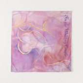 豪華なカラフルピンク色の大理石&金ゴールド粒 タペストリー (正面(横))