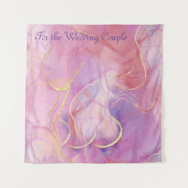 豪華なカラフルピンク色の大理石&金ゴールド粒 タペストリー