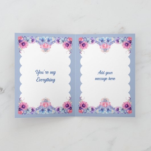 豪華なガールフレンドの花ピンクの誕生日 カード (内部)