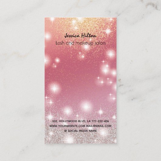 豪華なキラキラきらめくリの蝶の光のメイク 名刺 (裏面)