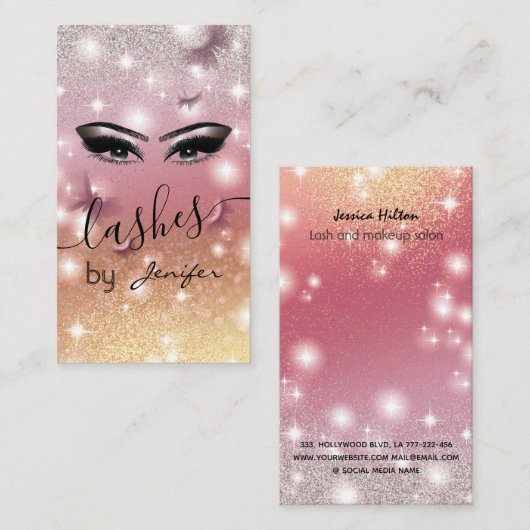 豪華なキラキラきらめくリの蝶の光のメイク 名刺 (正面/裏面)