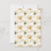 豪華なクジャクの羽根 ゴールド セーブ・ザ・デート 出欠カード (裏面)