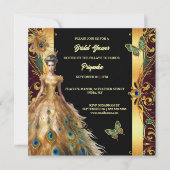 豪華なクジャックボールガウン羽毛金ゴールドブラックシック シーズンカード (正面)