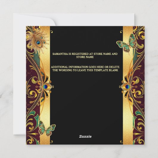 豪華なクジャックボールガウン羽毛金ゴールドブラックシック シーズンカード (裏面)