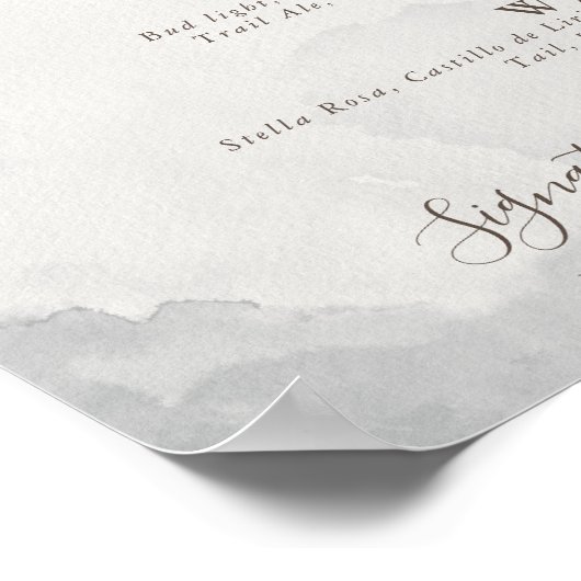 豪華なクラシックローズ 牡丹の花 ウェディングバーメニュー ポスター (角)