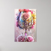 豪華なクリスタルワイングラスの水色 キャンバスプリント (正面)